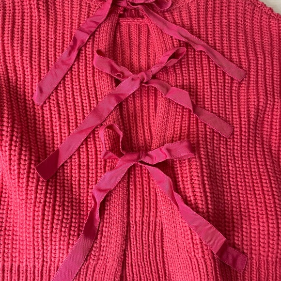 Cinq A Sept Pink Mari Sweater Bow Back Size XS Oversized - Picture 2 of 9